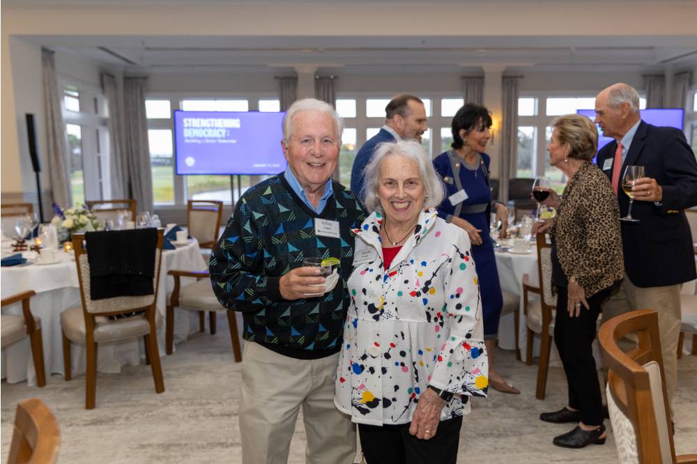 Jeffrey and Sheila Frank smiling for camera